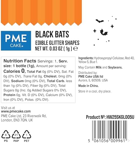 PME Halloween Edible Sprinkle Shapes – Bats (0.03 oz)