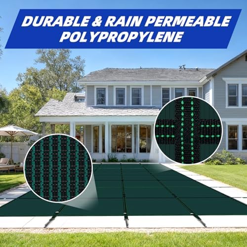 Buzzbazaar Rectangle Inground Pool Safety Cover – Durable, Reliable Protection with Easy Installation (Green, 16'x32' Pool Size (No Step))