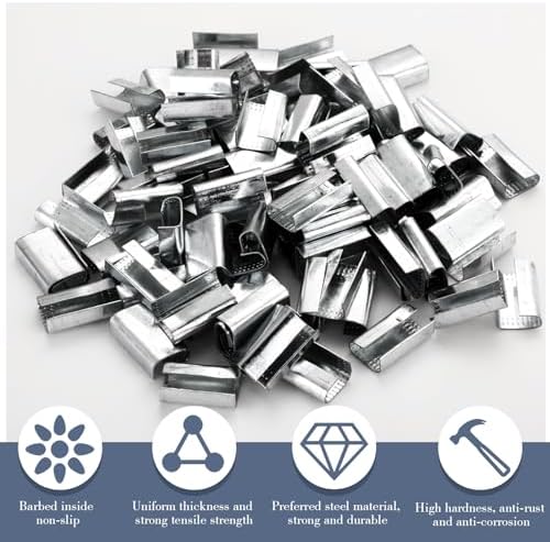 Blulu 2000 Pcs Packaging Strapping Open Serrated Seals for 1/2" Strap Width Polyester (PET) Banding Strapping Clips Heavy Duty Metal Buckle, Provide Increased Load Securement