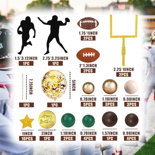 43 PCS Football Cake Topper Goal Post Mini Rugby Ball Player Cake Toppers for Football Theme Birthday Supplies