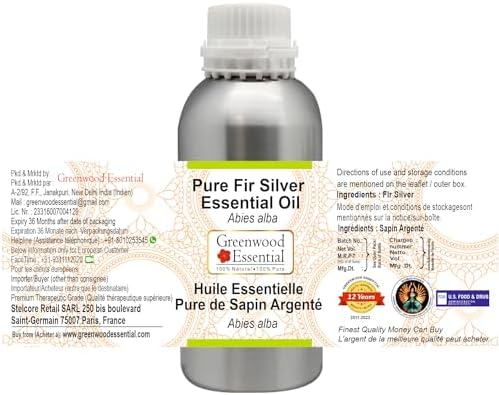 Greenwood Essential Pure Fir Silver Essential Oil (Abies alba) Steam Distilled 630ml (21 oz)
