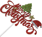 Merry Christmas Cake Topper Color Glitter Christmas Party Cake Decoration