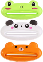 3 Pieces Multicolour Toothpaste Tube Squeezer, Cute Animal Bear Frog Panda Toothpaste Tube Squeezer,Plastic Tube Squeezer Holder Toothpaste Clips Holders and Dispensers