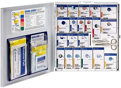 First Aid Only 746006 SmartCompliance 50-Person ANSI 2021 A and OSHA Compliant First Aid Kit for Restaurant Kitchen, Cafeteria, and Other Food Service Venues, Large Metal First Aid Cabinet