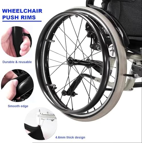 1Pair Wheelchair Push Rim Covers - 22/24in Non-Slip Rear Wheel Sports Wheelchair Rubber Cover, Wear-Resistant, Improve Grip and Traction