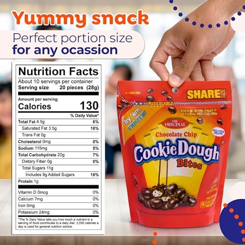 Candylandia Cookie Dough Bites Candy with Raw Edible Cookie Dough in Value Size 10.5 ounce bag | Chocolate Chip Flavor | 1 bag