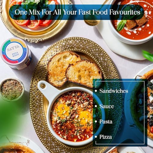 Satya Blends Italian Pizza Seasoning 2.12 Oz, Garlic Herb Italian Spice Blend, Vegan, Gluten Free, Low Sodium, Dye Free Pizza & Pasta Seasoning, Multipurpose Italian Seasoning for Pizza Pasta Sauce Vegetables Snacks in Reusable Tin