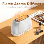 Essential Oil Diffuser, Flame Effect Aromatherapy Diffuser with 7-Color LED Lights & Auto Shut-Off, Ultrasonic Diffusers for Home, 120ml Samll Scent Diffuser for Essential Oils - White