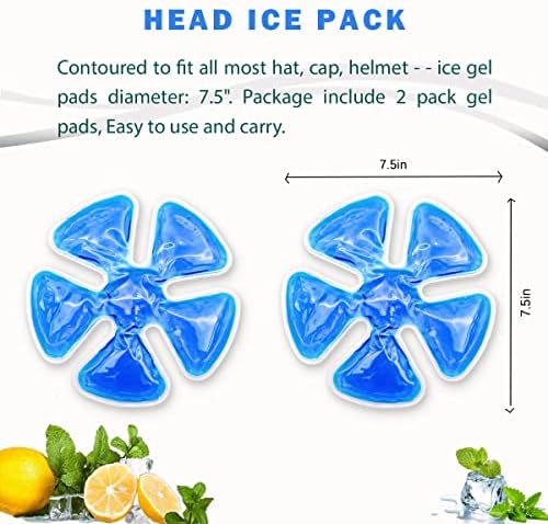 Head Gel Ice Pack, Helmet Ice Pack, Used for Catcher Helmets, Outdoor Sport, Equestrian Riding, Operation On The Head, Relieve Summer Heat and Keep Cool (2 Count)