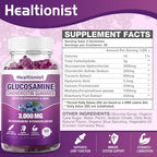2 Packs 3000mg Glucosamine Chondroitin Gummies with MSM & Elderberry - Extra Strength Joint Health, Flexibility, Antioxidant Immune Support Supplement Gummy for Adults, Men & Women 120 Cts