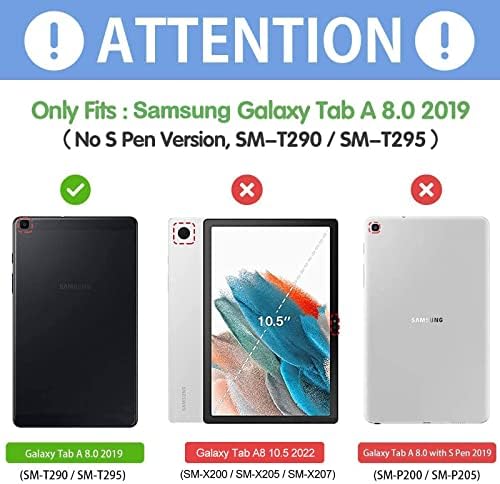 ProCase Slim Case for Galaxy Tab A 8-inch 2019 T290 T295, Light Cover Trifold Stand Hard Shell Folio Case for 8.0 inch Galaxy Tab A 2019 Without S Pen Model SM-T290 (Wi-Fi) SM-T295 (LTE) –Black