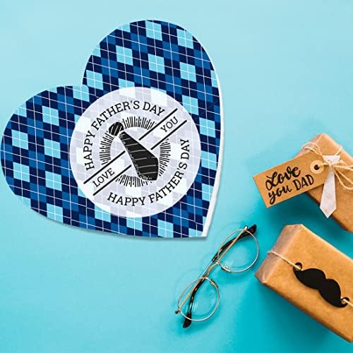 Andaz Press Happy Father's Day Heart Shaped Gift Box with Lid, Argyle Plaid Heart Box For Treats Sweets Candy Chocolates Tacos Tie Socks Watch Gifts for Dad Stepdad, Grandpa Food Safe, 8"x6", 1-Pack