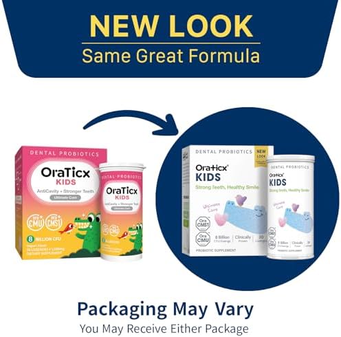 OraTicx Kids Dental Probiotics for Strong Teeth, Healthy Smile, 8 Billion CFU Probiotics for Oral Health, Yogurt Flavor 1-Pack