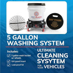 Grit Guard 5 Gallon Washing System | Includes 5 Gallon Bucket, Grit Guard, Bucket Dolly, and Gamma Seal Lid | for Car Wash and Detailing |All Black