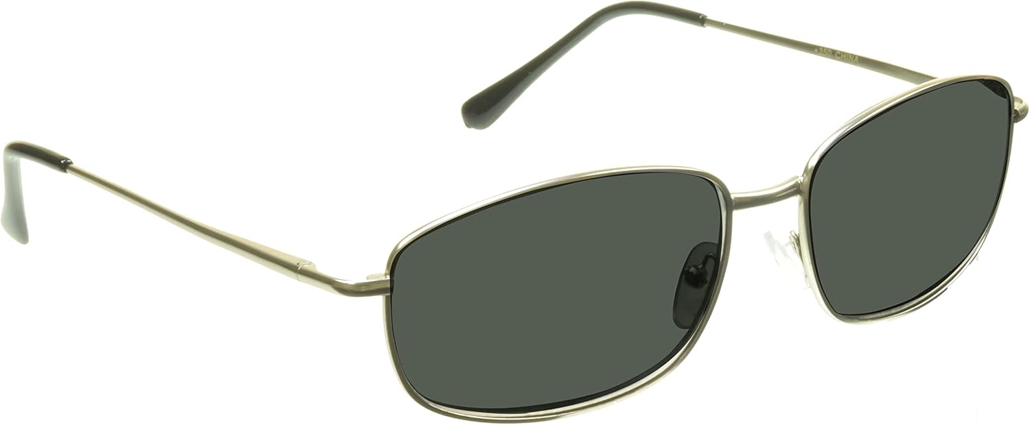 proSPORT Full Lens Sun Readers for Men Women, Non Bifocal Reading Sunglasses, Rectangle Metal Frame Smoke Lens +1.00–+3.50