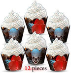 Horror Cupcake Wrapper – Spooky Theme Cupcake Decoration for Parties and Events, Decorative Cupcake Wraps for Birthday Celebrations, Halloween Parties, Dessert Tables, Festive Displays