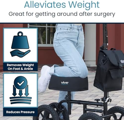 Vive Mobility Knee Walker Padded Gel Cover - Premium Comfort Gel Cushion, Accessory for Knee Scooters, Padded Accessories, Leg Cart Roller Improves Comfort During Injury, Fits Most Knee Trollys (Blue)