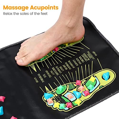 Foot Massage Stone Mat Foot Pad Reflexology Walk Stone Foot Massage Mat Stimulates for Relax Body
