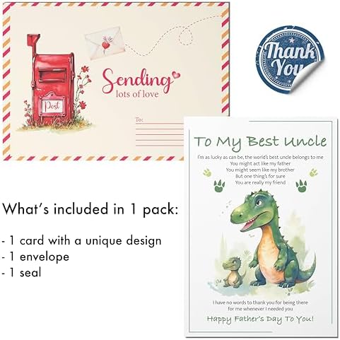 BlinkBlink Happy Fathers Day Uncle Card, Uncle Fathers Day Card with Seal and Envelope, Happy Fathers Day Wishes for Uncle