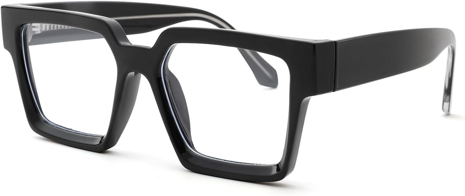 Pro Acme Oversized Square Blue Light Glasses for Men Women Fashion Rectangular Big Thick Frame UV400 Fake Eyewear