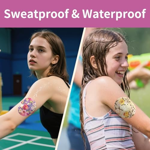 20Pcs Libre 2 Plus Sensor Covers Waterproof & Sweatproof, Latex-Free Lasting Up to 15 Days, Flexible Adhesive CGM Tape No Hole, 5 Flower Patterns Libre 2 Patches Hypoallergenic & Latex-Free