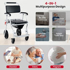 Goplus 4 in 1 Shower Commode Wheelchair, 330lbs Foldable Bedside Commode Chair for Toilet with Arms, Portable Rolling Shower Chair with Wheels for Elderly Disabled Handicap Adults Bariatric