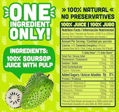 NILO Soursop Juice | 100% Real Guanabana Soursop Graviola | NO Sugar added | NOT From Concentrate | 10.8 oz (Pack of 12)