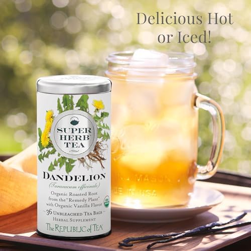The Republic of Tea — Organic Dandelion SuperHerb Tea Tin, 36 Herbal Tea Bags, Naturally Caffeine-Free