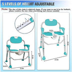 Height Adjustable Shower Chair, Shower Chair with Removable Backrest and Armrest, Non-Slip Shower Stool for Seniors and Disabled, U-Shaped Seat, Eva Cushion, Up to 150 Kg Blue