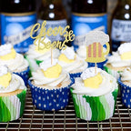 24Pcs Cheers Beer Mug Cupcake Toppers Beers Cake Topper Decorations Cheers Beer Festival Celebrating Birthday Party Supplies - Gold Glitter
