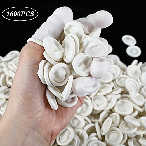 1600 Pcs Latex Finger Cots, Disposable Medium Fingertip Protector Gloves White Finger Covers for Industrial, Beauty, Pet and More, Medium