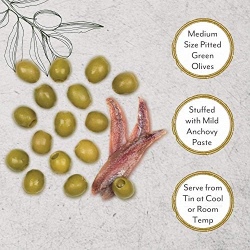 Roland Foods Manzanilla Olives Stuffed With Anchovies, Specialty Imported Food, 1 Pound 9 Ounce Can, Pack of 2