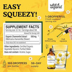 Wild & Organic Chamomile Flowers Drops - Add to Tea for Relaxation Support - 500 mg Chamomile Extract Liquid Drops - Calming Herbal Supplement - 56-Day Supply - Vegan, Sugar & Alcohol-Free - 4 fl oz