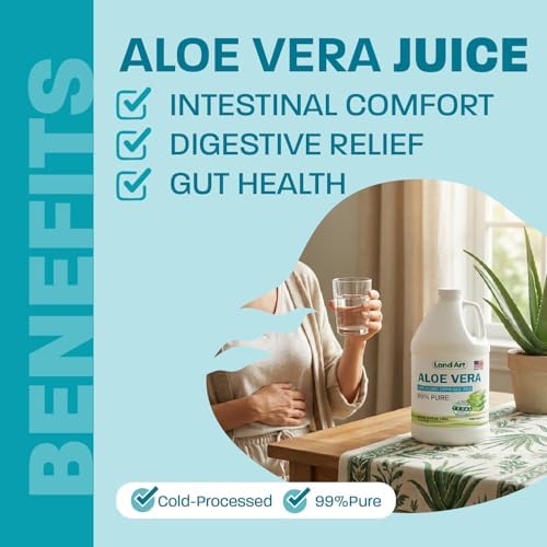 Pure Aloe Vera Juice Unflavored – Cold-Processed - 99.7% Organic Aloe Vera Inner Fillet from Fresh Texas Leaves – Supports Digestive Comfort & Natural Wellness – 64 fl oz (Pack of 2)