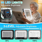 6X 30X Rechargeable Magnifying Glass with Light, Handheld Magnifying Glass for Reading, Large Full Page Magnifier with Light, Lightweight Book Magnifier for Reading Small Prints Seniors (4.3x7.1in)