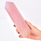 Natural Rose Quartz Obelisk Tower Large Healing Crystal Wand Point 6 Faceted Reiki Chakra Meditation Therapy 1-1.5 LBS