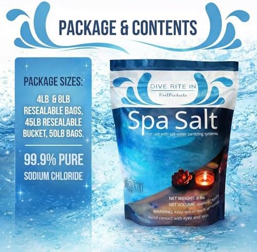Hot Tub Salt and Spa Salt 8 Lb Bag – Freshwater Spa Salt for Salt for Pool Systems, Spa Salts Hot Tub Use, Pure Sodium Chloride for Salt Chlorine Generators and Saltwater Care