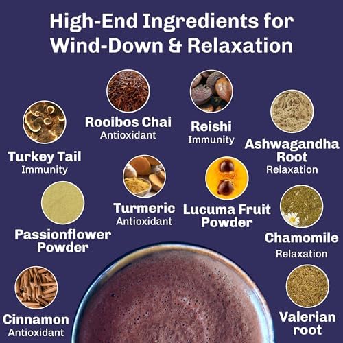 MUD\WTR Rest Evening Mushroom Blend Powder | 2,240mg Adaptogenic Mushroom Tea | Sleep Support, Wind Down & Relaxation Tea | USDA Organic & Vegan | Turkey Tail, Reishi, Ashwagandha | 30 Servings