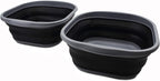 SAMMART 10L (2.6 Gallons) Collapsible Tub - Foldable Dish Tub - Portable Washing Basin - Space Saving Plastic Washtub (Dark Grey/Black (Set of 2))