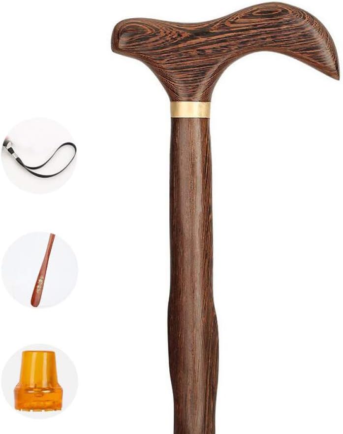 Solid Wood Walking Stick with Rubber Tip, Natural Wood Fashionable Wooden Canes for Men and Women, Lightweight and Strong 450lb Weight Capacity,Canes A_33in