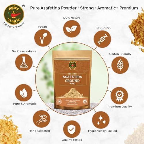 Spice Magic Asafetida Ground (Hing) ~ 100% Pure, Aromatic & Natural I Non-GMO I Indian Origin 3.5oz (100g)