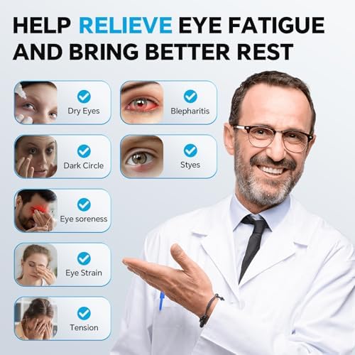 Cordless Heated Eye Mask for Dry Eyes Relief, with 3 Heat Settings, Washable Eye Cover, Warm Heating Pad for Stye Eye Treatment & Travel Use