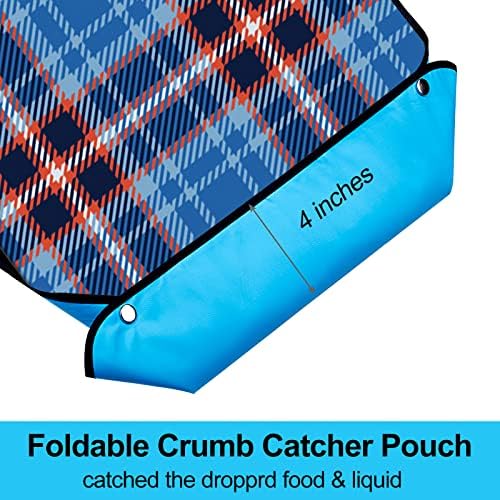 Adult Bibs for Eating Men Washable - 4 Packs Bib for Elderly with Crumb Catcher Reusable Clothing Protector Feeding for Seniors Citizens Dining Adjustable Snap Closure