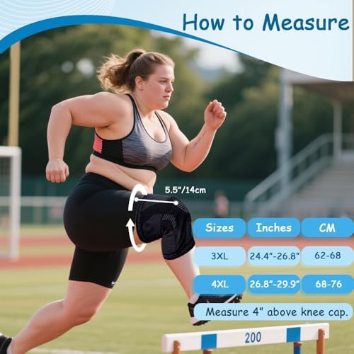 King Mills Plus Size Knee Sleeve 3XL/4XL, Knee Brace for Women Plus Size with Patella Gel Pad & Side Stabilizers, Compression Sleeve for Pain Relief, Arthritis, Workout, Sports. Gray