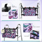 ZHCHG Walker Bag with Cup Holder, Walker Accessories for Seniors Detachable, Foldable Walker Basket with Big Capacity, Best Gift- Purple (Not Fit Rollator Walkers)