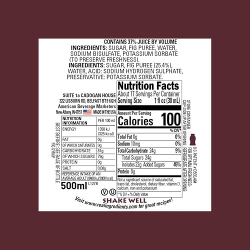 Fig Reàl Infused Exotics, Fig Puree Infused Syrup, 16.9 FL OZ Squeezable Bottle