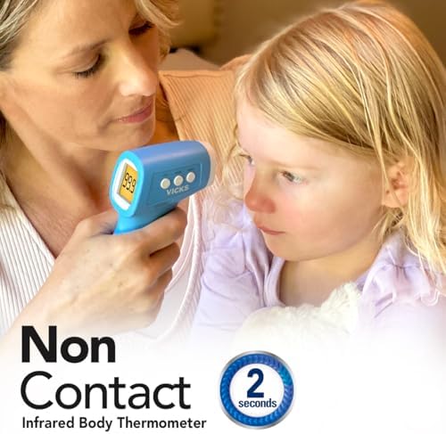 Vicks Non-Contact Infrared Thermometer for Forehead, Food and Bath – Fast, Reliable, and Clinically Proven Accuracy for Adults, Babies, Toddlers and Kids
