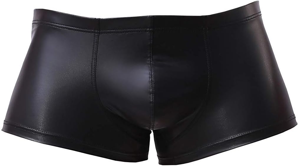 Mens Imitation Leather Underwear Sexs Boxer Briefs S-2XL