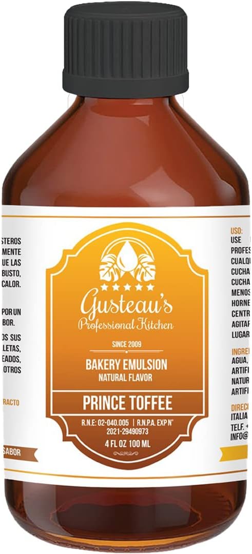 Gusteau's - Prince Toffee Flavor Bakery Emulsion, 4 fl oz (100ml) Alcohol Free, Sugar Free, Kosher (Prince Toffee)