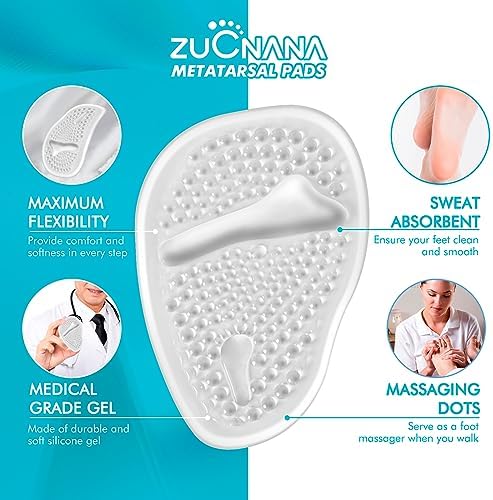 Ball of Foot Cushions (2 Pairs Gel Shoe Inserts), Heel Inserts for Women, Non Slip Heel Pads, Heel Cushions for Women Foot Pain Relief and Comfort, One Size Fits Any (Clear)